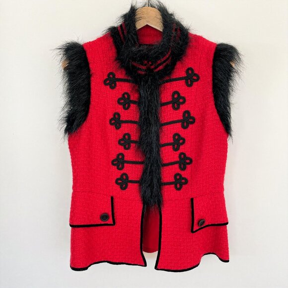 Simon Chang Jackets & Blazers - VTG Y2K Simon Chang Red Napoleon Military Nutcracker Vest Soutache Hussar Sz 10